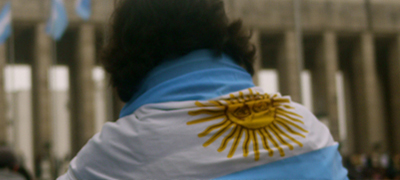 Man wearing Argentina's flag