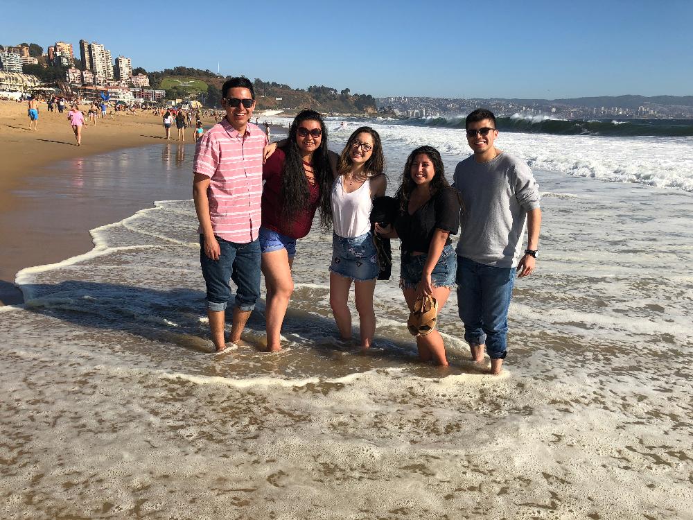 Students at the beach in Valparaiso