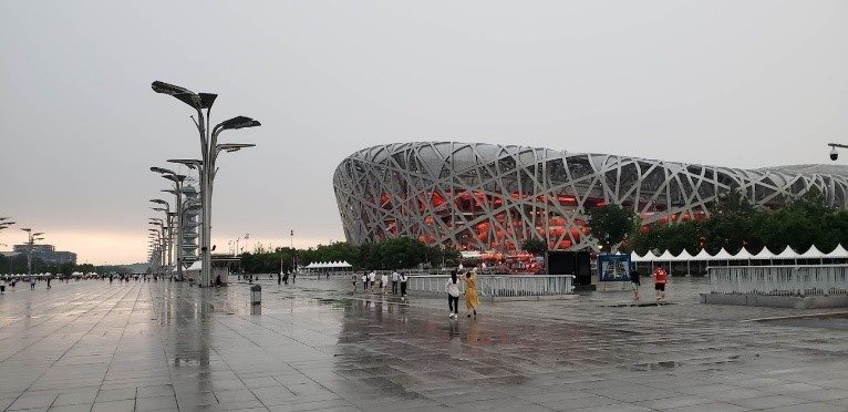 Beijing street and Olympic National Stadium by Isabelle Boes