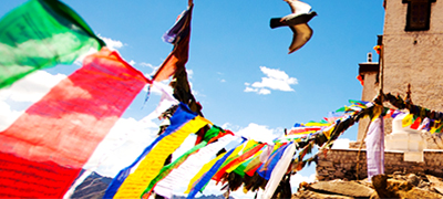 Prayer flags flying in India 
