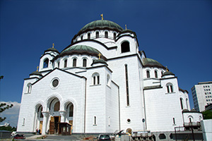 White domed church in Serbia