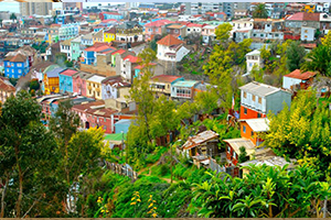 View of a colorful Valparaiso neighborhood