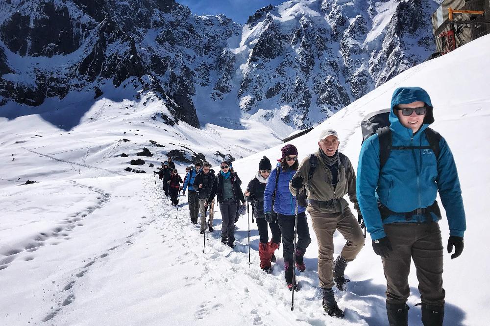 Students hiking the Alps in Chamonix, France