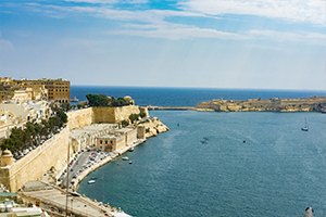 Cityscape of Malta with coast